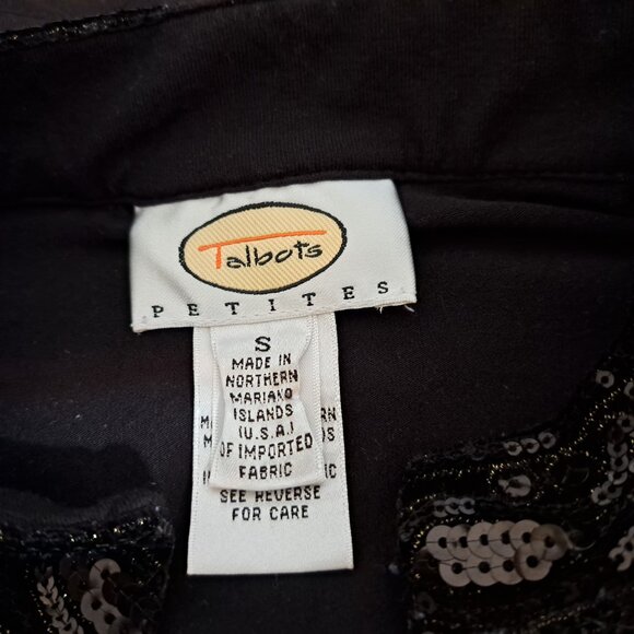 Talbots Petites Sequins Top Long Sleeve Black Color Size S - Picture 9 of 12